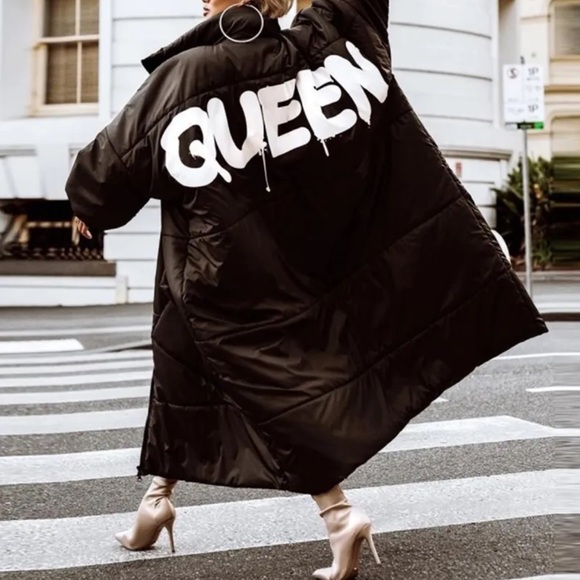 dont Jackets & Blazers - Black Women's Puffer Jacket with Bold Lettering